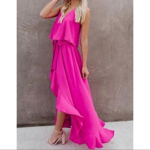 Vici Fuchsia High-Low Maxi Dress